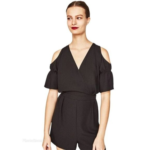 Zara Black Cold Shoulder Romper - Picture 4 of 13